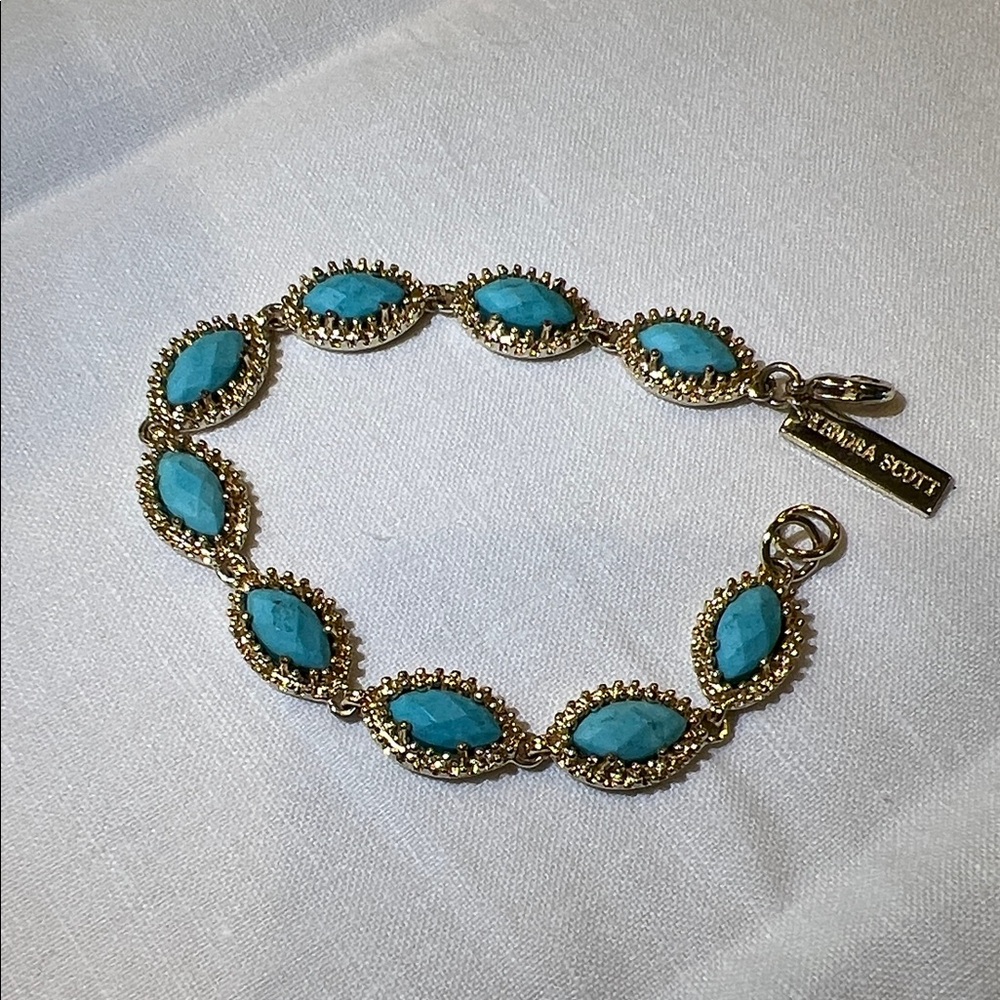 Kendra Scott Blue and Gold Bracelet with Ornate Detailing